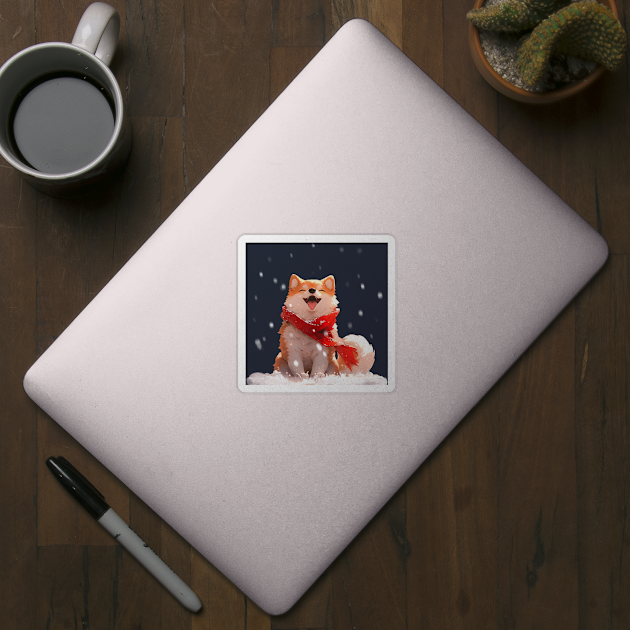 Shiba-Inu Puppy in the Snow by kozinoart